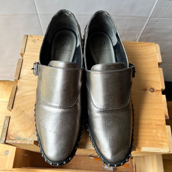 Adrianna Papell size 9 Silver Metallic Studded Loafers - Picture 14 of 14